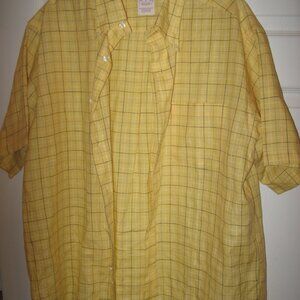 Brooks Brothers Yellow Windowpane Pattern Butto-Down Shirt Men's Large